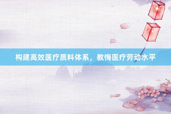 构建高效医疗质料体系，教悔医疗劳动水平