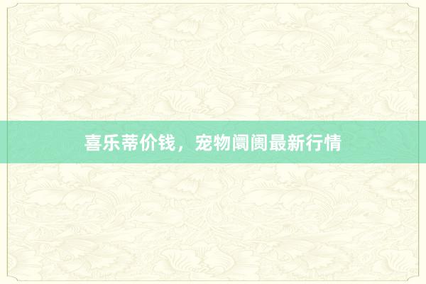 喜乐蒂价钱，宠物阛阓最新行情